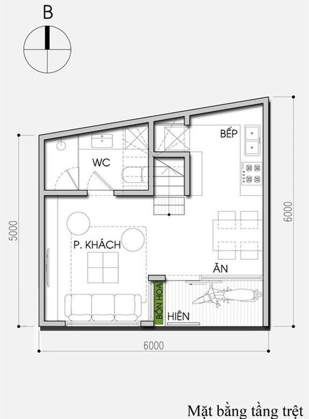 Tư vấn thiết kế và bố trí nội thất cho nhà 33m2 có mặt bằng xộc xệch - Ảnh 1.
