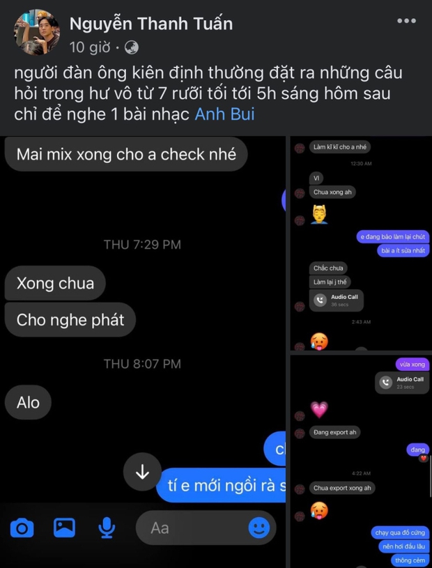 Andree thúc giục JustaTee hoàn thành mix bài như sếp thúc deadline nhân viên: Alo, đã xong chưa? Hãy làm kĩ kỉu cho anh đi nào!