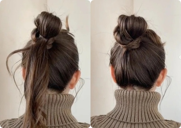  2 kiểu tóc búi sang chảnh khi diện cùng áo len cao cổ