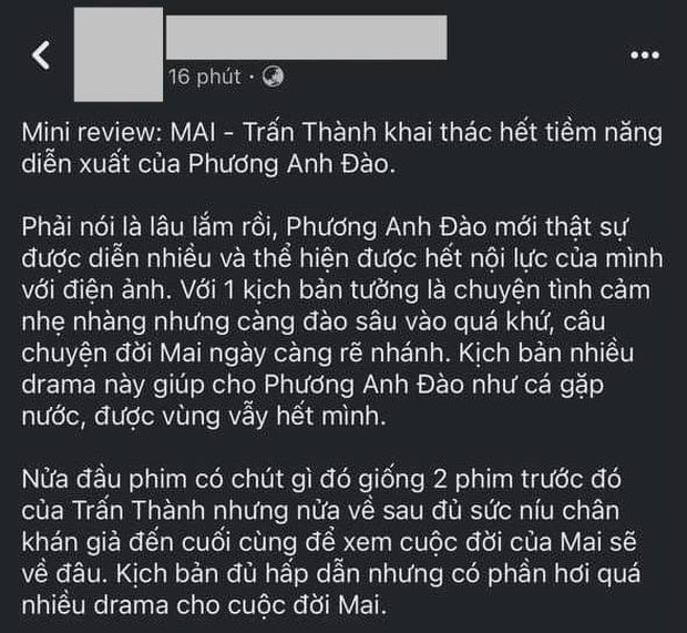 Khán giả review nóng Mai của Trấn Thành: 10 điểm cho Phương Anh Đào, được khen nức nở, đau và đẹp - Ảnh 3.