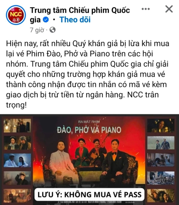 Xôn xao phe vé phim Đào, phở và piano: Giá bán lại cao gấp 6 lần giá gốc, Trung tâm Chiếu phim Quốc gia lên tiếng cảnh báo - Ảnh 3.