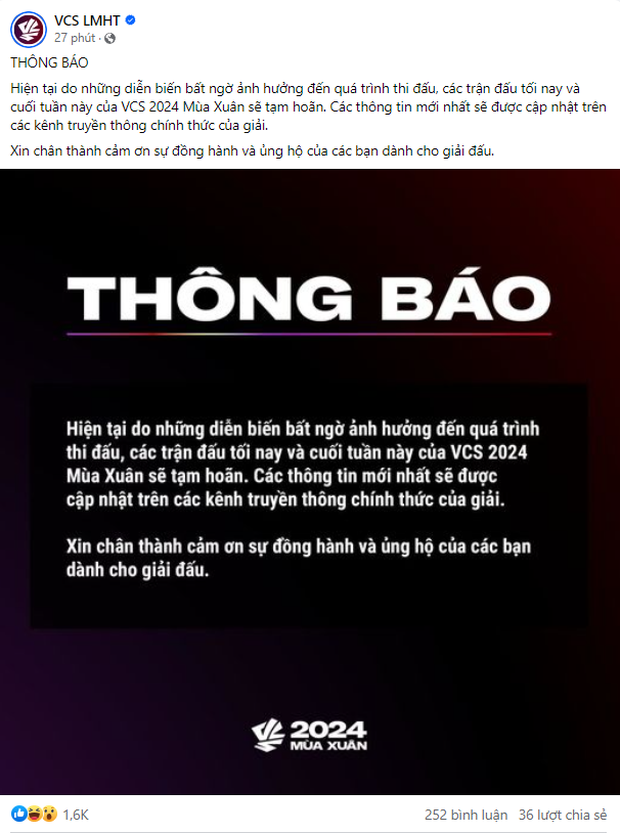 VCS thông báo hoãn vì sự cố khiến khán giả vẽ ra đủ thuyết âm mưu, SE cũng bị gọi tên - Ảnh 2.