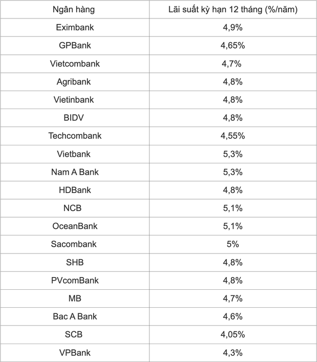 Cập nhật lãi suất ngân hàng kỳ hạn 1 năm tại các ngân hàng lớn - Ảnh 2.