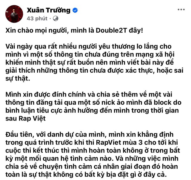 NÓNG: Double2T chính thức lên tiếng về liên hoàn "phốt" thái độ, nhập nhằng chuyện tình cảm, khó chịu với ekip!- Ảnh 1.