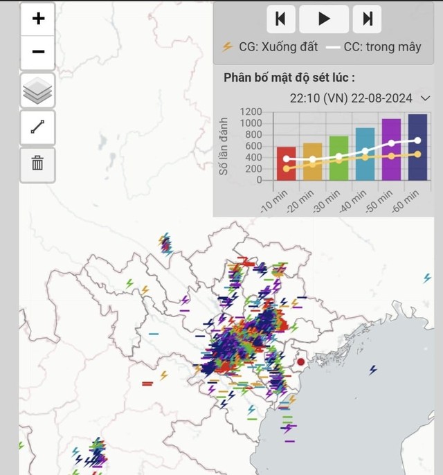 Hơn 1.000 cú sét đánh xuống khu vực miền Bắc trong 1 giờ đồng hồ- Ảnh 1.