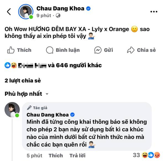 Drama đầu tuần: Châu Đăng Khoa lại tố cáo LyLy và Orange hát hit không xin phép!- Ảnh 1.