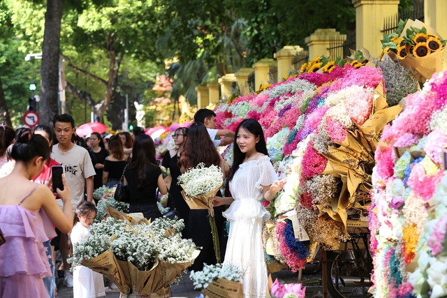 Hà Nội: Đông nghịt "nàng thơ" chen chân chụp ảnh dưới ánh nắng mùa thu trên phố Phan Đình Phùng, Hoàng Diệu- Ảnh 3.