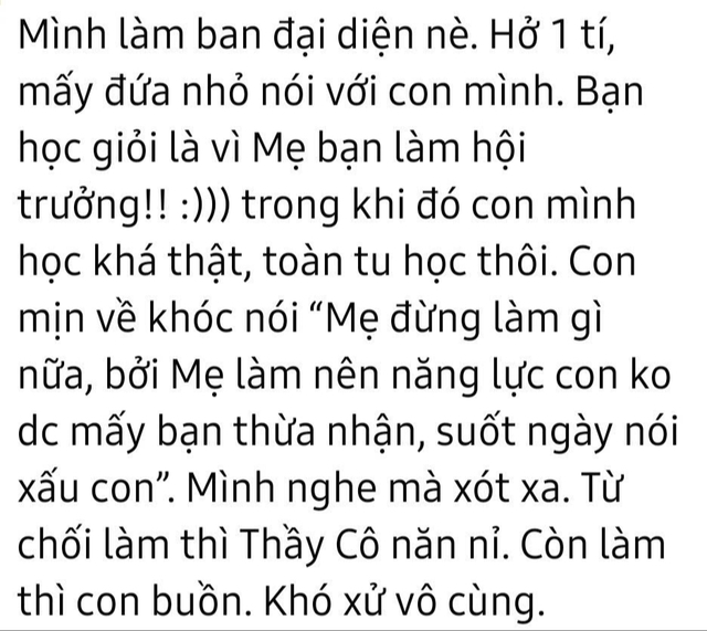 Con trai khóc xin mẹ đừng làm Ban đại diện phụ huynh nữa: Quyết định của người mẹ TP.HCM gây tranh cãi- Ảnh 1.