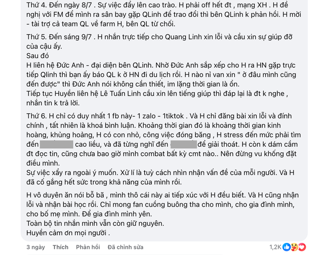 O Huyền Sầu Riêng lại hứng "phẫn nộ" khi viết gần 1.000 từ về Quang Linh Vlogs- Ảnh 4.