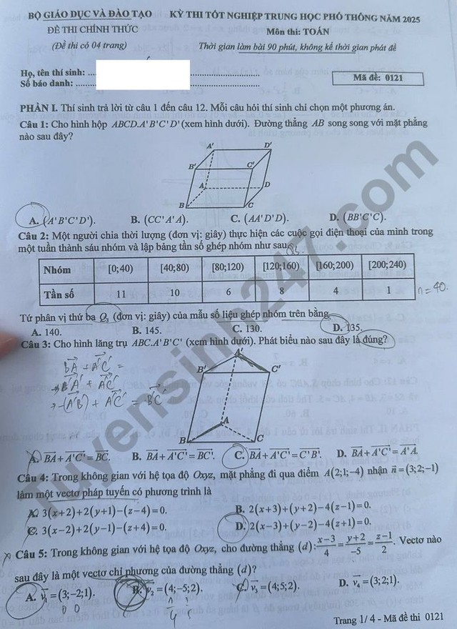Đề Toán thi tốt nghiệp THPT 2025- Ảnh 1.