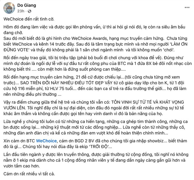 C&acirc;u chuyện "ngược đời" tại WeChoice Awards 2025: B&aacute;c sĩ được vinh danh từng nhờ mọi người "L&Agrave;M ƠN ĐỪNG VOTE!"!- Ảnh 3.