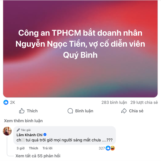 Vợ Qu&yacute; B&igrave;nh bị bắt, L&acirc;m Kh&aacute;nh Chi phản ứng gắt: "Mọi người s&aacute;ng mắt chưa"- Ảnh 1.