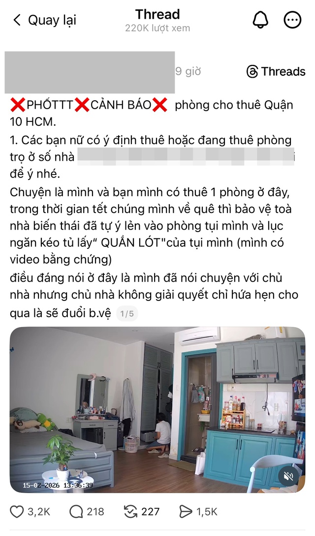 Bảo vệ lục ngăn k&eacute;o lấy &ldquo;quần l&oacute;t&rdquo; của 2 c&ocirc; g&aacute;i thu&ecirc; ph&ograve;ng trọ ở TP.HCM: Người cho thu&ecirc; nh&agrave; n&oacute;i g&igrave;? - Ảnh 1.