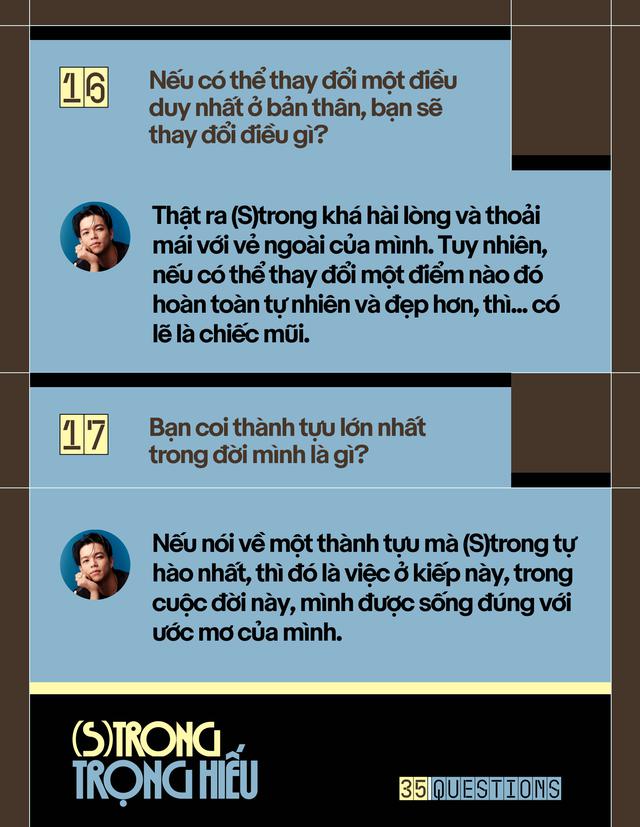 35 Questions x (S)trong Trọng Hiếu: “Tôi chỉ là một đứa trẻ đang ở trọ trên thế gian” - Ảnh 34.