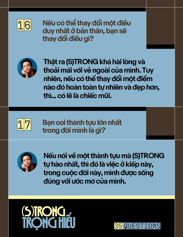 35 Questions x (S)TRONG Trọng Hiếu: “Tôi chỉ là một đứa trẻ đang ở trọ trên thế gian”- Ảnh 34.