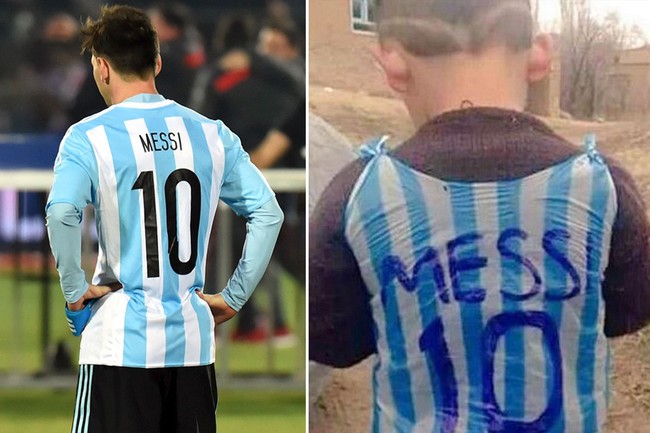 Cậu b&eacute; ngh&egrave;o l&agrave;m &aacute;o đấu Messi bằng t&uacute;i nilon bị đe dọa bắt c&oacute;c, tống tiền - Ảnh 1.