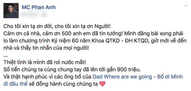 Nói là làm, MC Phan Anh đóng góp 500 triệu và kêu gọi chung tay giúp đỡ đồng bào gặp lũ lụt miền Trung - Ảnh 2.