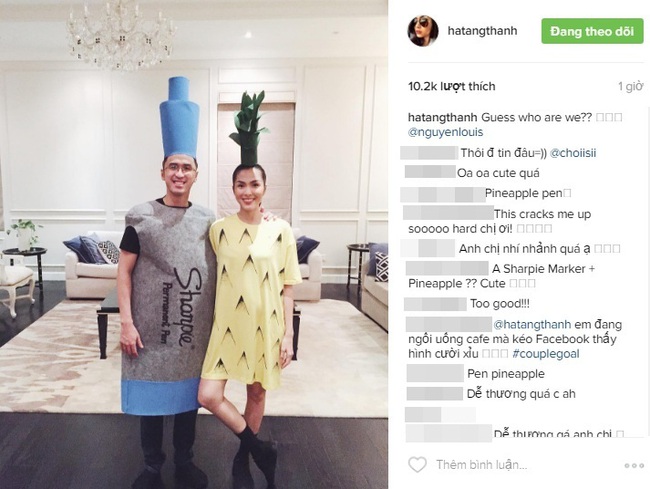 Halloween người ta h&oacute;a trang đ&aacute;ng sợ, c&ograve;n vợ chồng H&agrave; Tăng lại h&ocirc; biến th&agrave;nh Pineapple Pen cực dễ thương! - Ảnh 1.