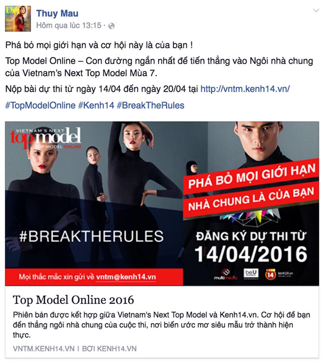 Loạt người mẫu, hot teen đ&igrave;nh đ&aacute;m k&ecirc;u gọi c&aacute;c bạn trẻ ph&aacute; bỏ giới hạn với Top Model Online 2016 - Ảnh 5.