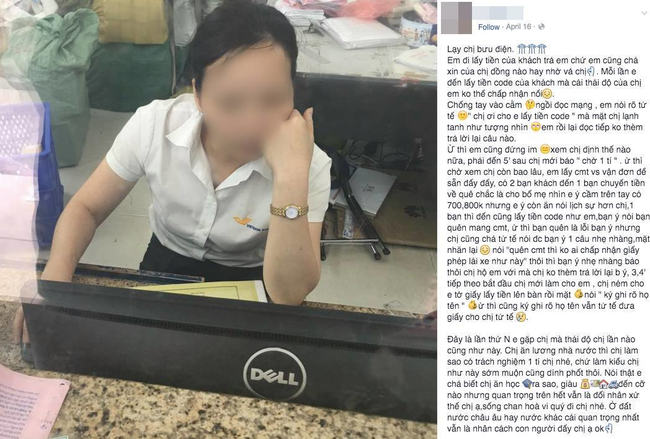 Nhân viên bưu điện ở Hà Nội ngồi chống cằm lướt mạng, thờ ơ với khách hàng - Ảnh 1.
