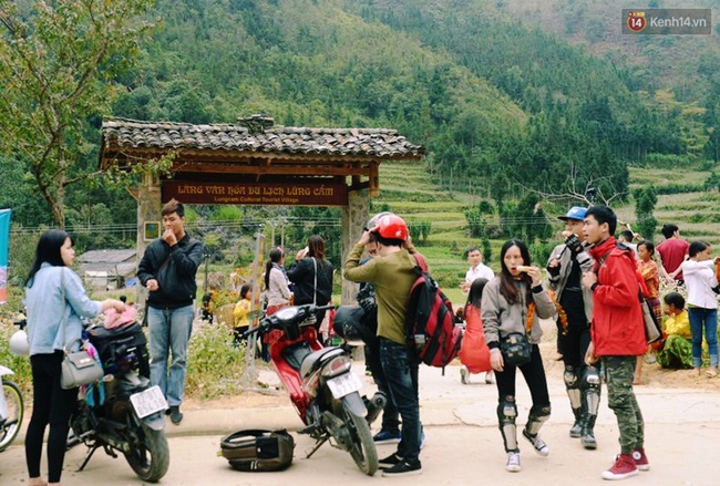 D&ograve;ng người lũ lượt k&eacute;o về thị trấn Đồng Văn để chụp ảnh với hoa tam gi&aacute;c mạch - Ảnh 8.