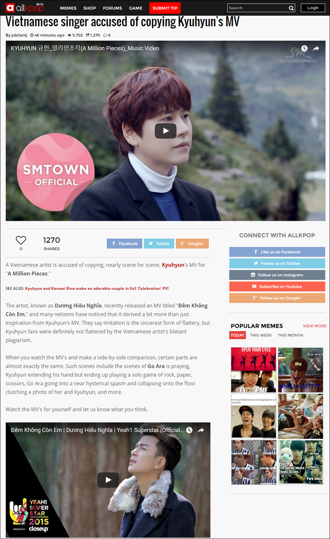 Nam ca sĩ Việt bị trang tin tức Kpop tố đạo trắng trợn MV của Kyuhyun (SuJu) - Ảnh 1.