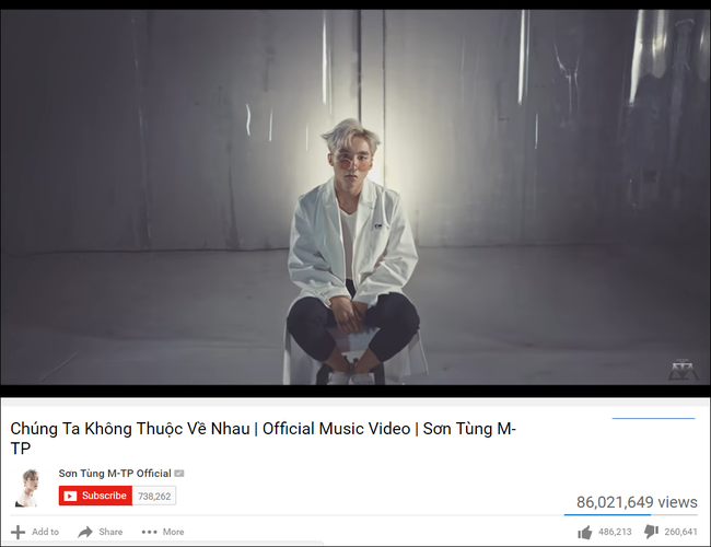 Sơn Tùng M-TP giờ còn vượt cả Justin Bieber: Sở hữu MV trong top bị Dislike nhiều nhất 2016 - Ảnh 2. Sơn Tùng M-TP giờ còn vượt cả Justin Bieber: Sở hữu MV trong top bị Dislike nhiều nhất 2016 - Ảnh 2.