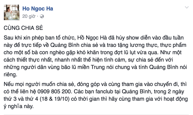 Các sao Việt cũng đang cùng chung tay giúp đỡ đồng bào lũ lụt miền Trung - Ảnh 3.