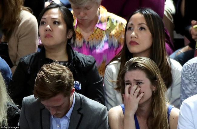 Ch&ugrave;m ảnh: Những người ủng hộ b&agrave; Hillary Clinton bật kh&oacute;c tuyệt vọng, fan Trump reo h&ograve; ăn mừng chiến thắng - Ảnh 14.