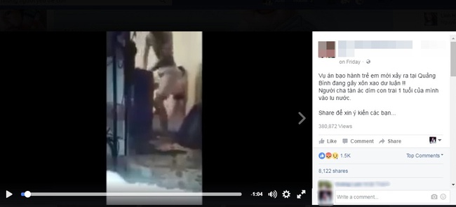 C&ocirc;ng an Quảng B&igrave;nh đang x&aacute;c minh clip nh&uacute;ng trẻ em v&agrave;o th&ugrave;ng nước một c&aacute;ch d&atilde; man - Ảnh 1.