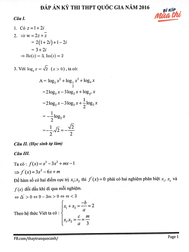 HOT: Gợi ý giải đề môn Toán kỳ thi THPT Quốc gia 2016 - Ảnh 2.
