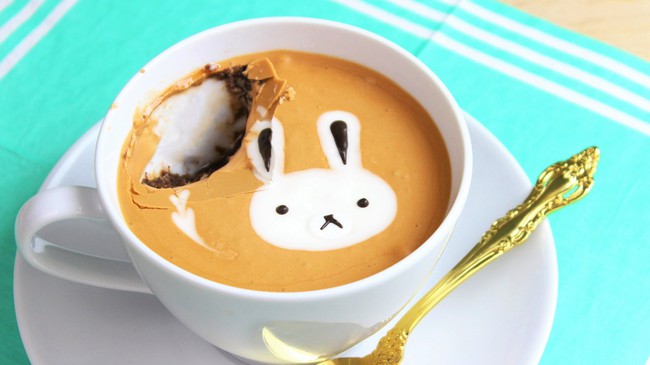 Kh&ocirc;ng cần l&agrave; barista chuy&ecirc;n nghiệp cũng cho ra l&ograve; cốc cafe h&igrave;nh thỏ si&ecirc;u xinh - Ảnh 9.