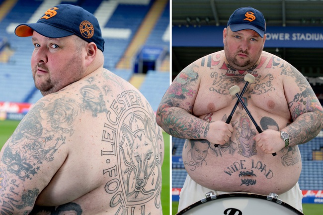 Gặp fan cuồng Leicester nặng 165kg, sở hữu 150 hình xăm trên cơ thể - Ảnh 2.