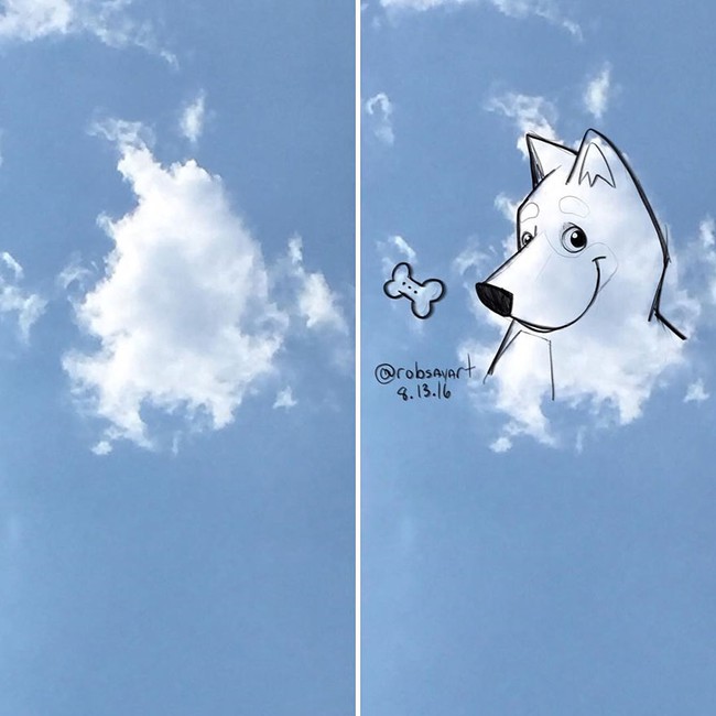 Họa sĩ vẽ tranh hoạt hình lên những đám mây - Ảnh 3.