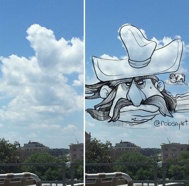 Họa sĩ vẽ tranh hoạt hình lên những đám mây - Ảnh 6.