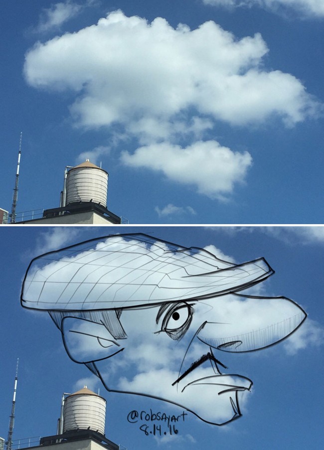 Họa sĩ vẽ tranh hoạt hình lên những đám mây - Ảnh 10.