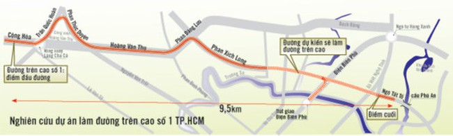  15.000 tỉ l&agrave;m đường tr&ecirc;n cao đến s&acirc;n bay T&acirc;n Sơn Nhất  - Ảnh 1.