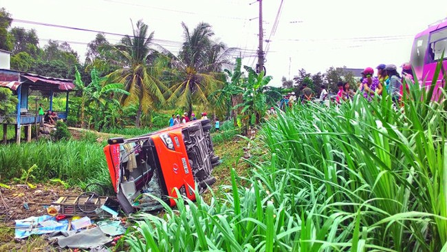 Xe khách Phương Trang lao ruộng, hành khách đập cửa thoát thân - Ảnh 1.