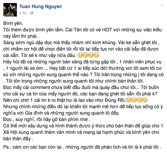 Tuấn Hưng lên tiếng việc bị cho là người tát thẳng mặt nhân viên bán xăng - Ảnh 2.