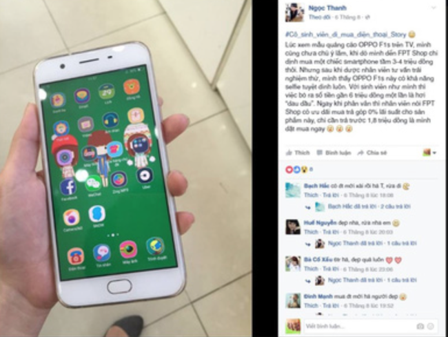 Kh&aacute;ch h&agrave;ng đổ x&ocirc; đến FPT Shop mua trả g&oacute;p OPPO F1s - Ảnh 2.