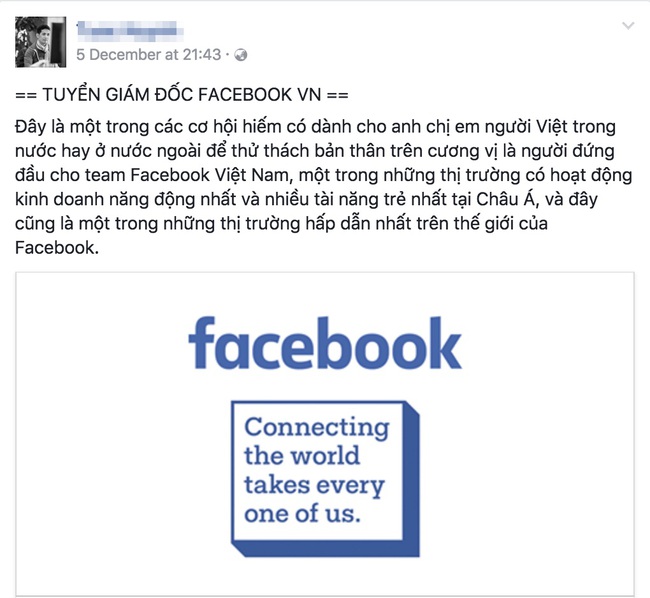 Facebook đang tuyển Giám đốc tại Việt Nam, hãy nhanh tay nắm bắt - Ảnh 1.