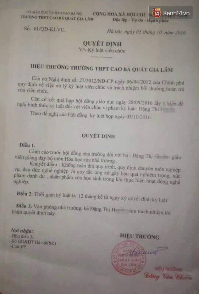 Hà Nội: Nữ sinh lớp 10 nói tục trong giờ học, cô giáo cho 2 nam sinh thay nhau tát vào mặt - Ảnh 2.