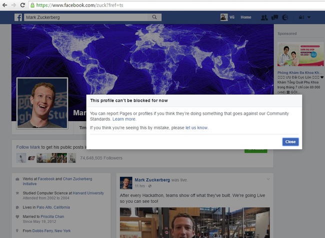 Điều bất ngờ gì sẽ xảy ra khi block tài khoản Facebook của Mark Zuckerberg? - Ảnh 2.