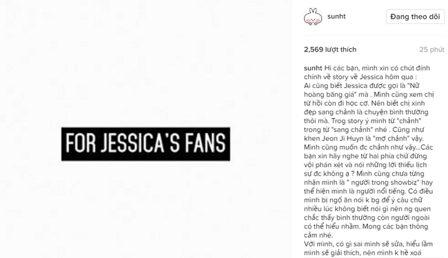 Sunht gửi tâm thư xin lỗi vì lỡ nói Jessica chảnh - Ảnh 1.