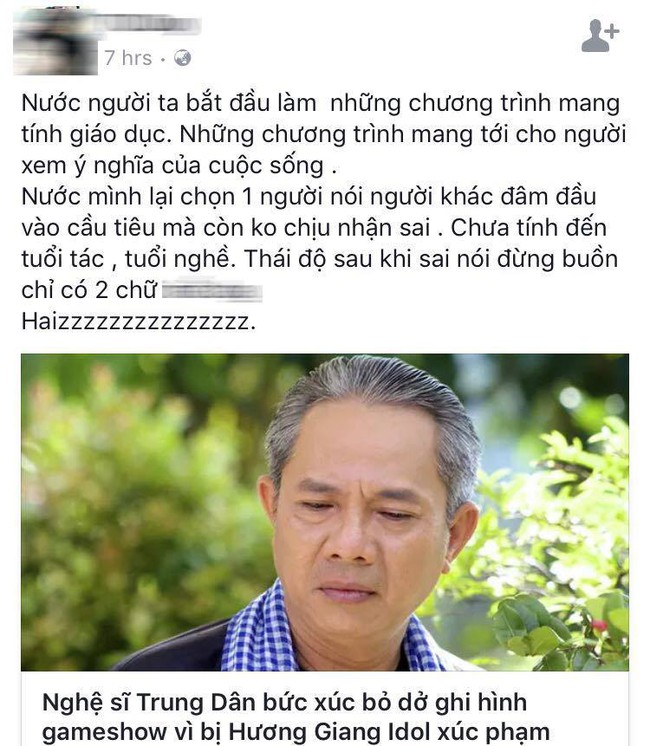 Kh&aacute;n giả phản ứng gay gắt khi Hương Giang Idol x&uacute;c phạm nghệ sĩ Trung D&acirc;n - Ảnh 2.