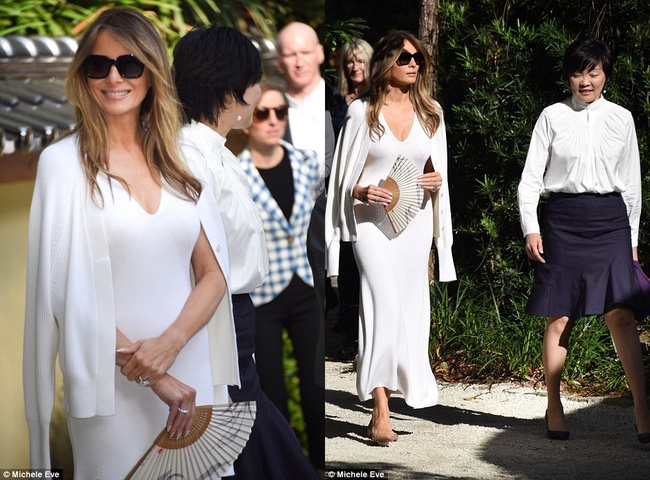 Bà Melania Trump thanh lịch trong bộ đồ trắng, đưa đệ nhất phu nhân Nhật Bản đi thăm vườn - Ảnh 8.