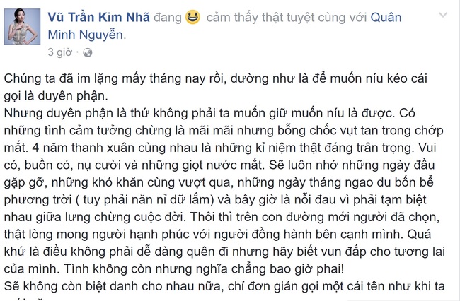 Kim Nhã (BB&BG) xác nhận chia tay chồng 12 năm quen biết, 3 năm kết hôn - Ảnh 1.