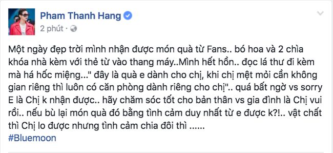 Được fan giấu mặt chơi lớn tặng hẳn một căn hộ, đây là câu trả lời từ Thanh Hằng! - Ảnh 1.