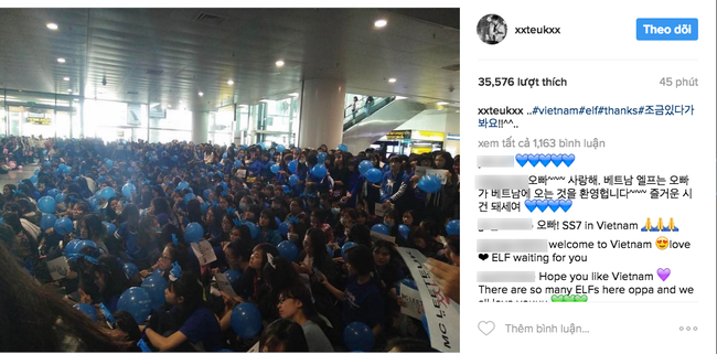 Leeteuk (Super Junior) đăng hình cảm ơn fan Việt trải xanh cả sân bay Nội Bài để đón anh - Ảnh 1.