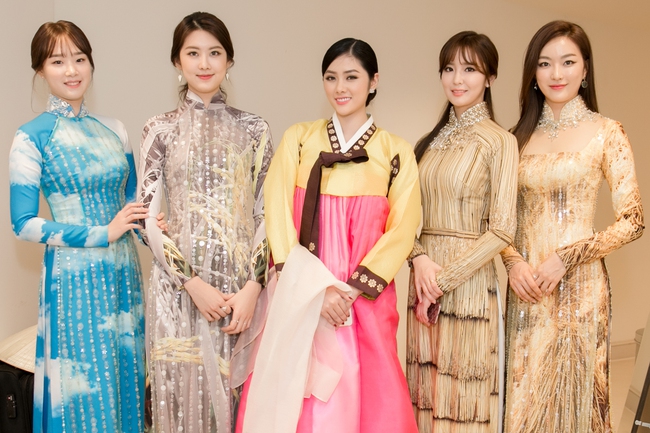 Lần đầu mặc Hanbok, Hoa hậu Huỳnh Tiên xinh đẹp đọ sắc cùng Miss Korea 2016 - Ảnh 3.